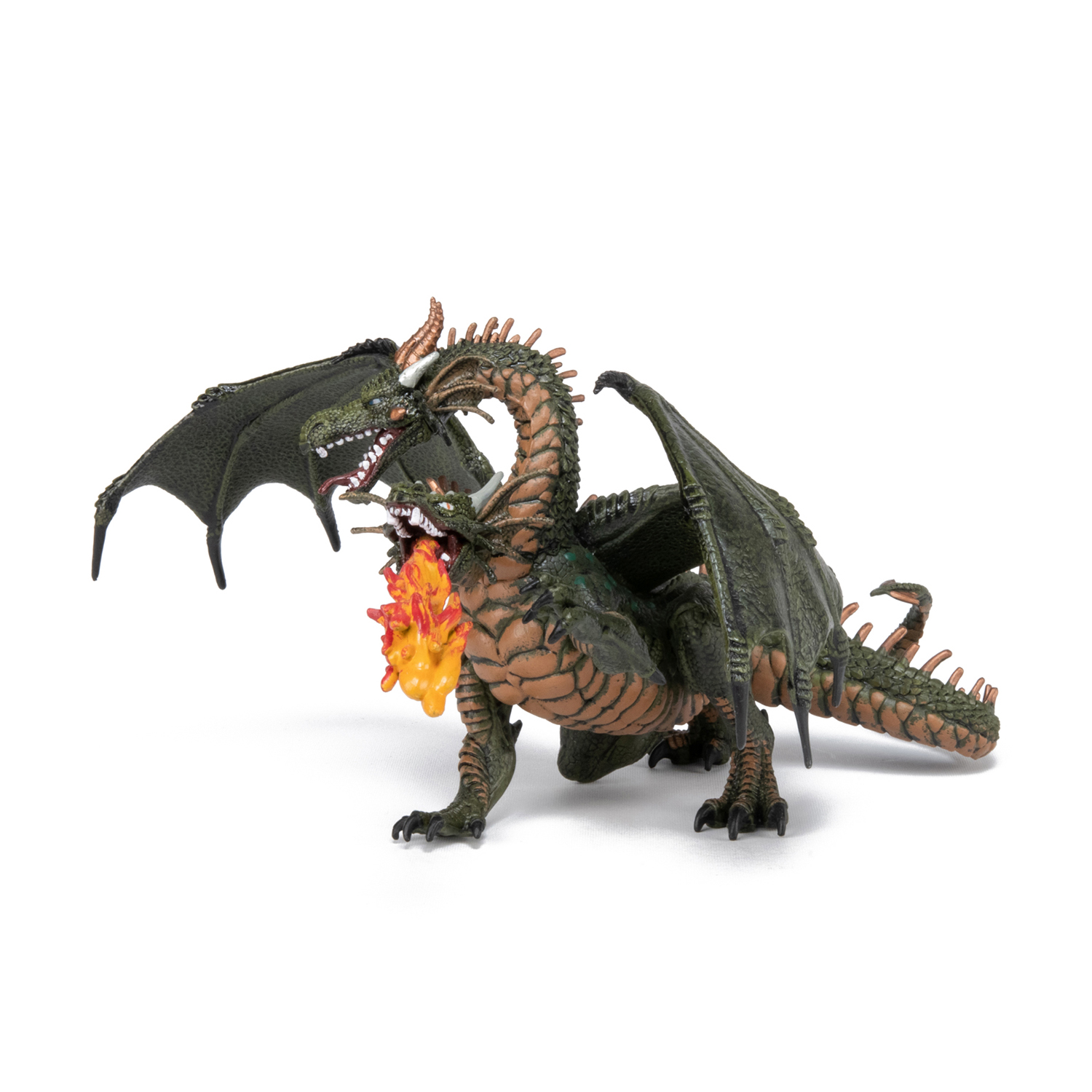DRAK DVOUHLAVÝ ZELENÝ S OHNĚM